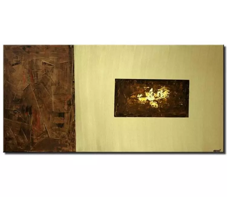 geometric painting - modern yellow brown geometric abstract art painting on canvas minimalist living room wall art