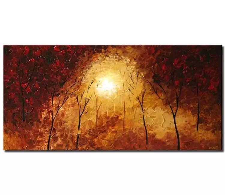 forest painting - landscape forest art on canvas textured trees painting modern Fall wall art for living room