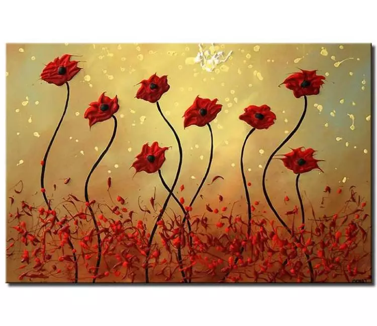 floral painting - abstract floral painting on canvas textured poppies art original modern abstract flowers painting