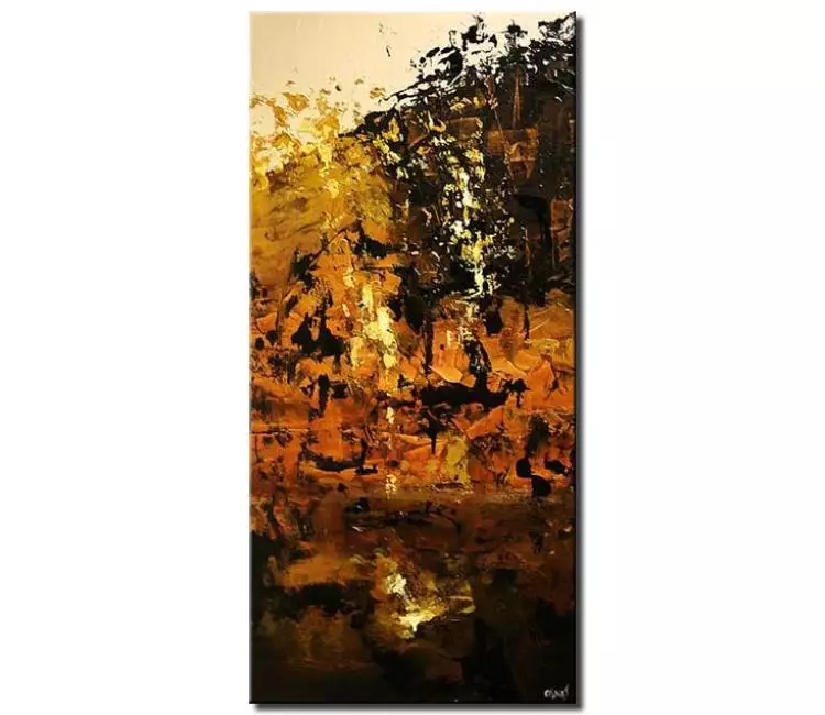 abstract painting - vertical earth tone colors abstract painting on canvas modern textured wall art