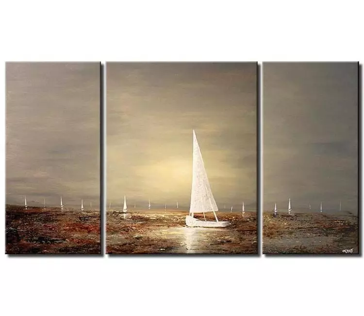 sailboats painting - big sailboats seascape painting on canvas modern ocean painting original contemporary large grey art