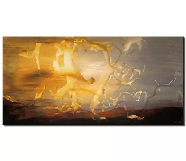 landscape paintings - modern abstract landscape painting on canvas grey yellow wall art