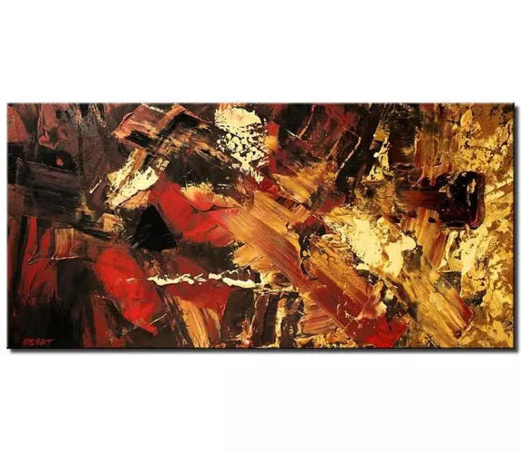 abstract painting - red gold abstract painting on canvas modern earth tone colors wall art