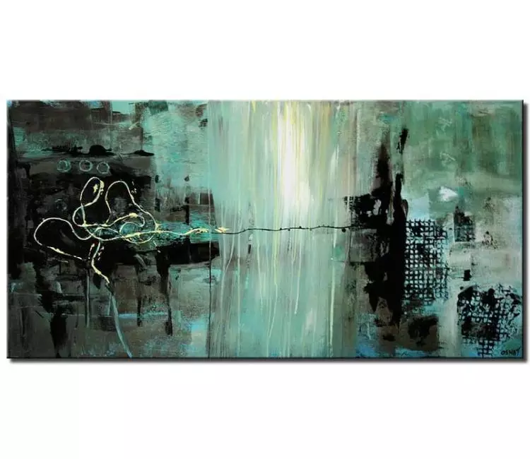 abstract painting - abstract cityscape painting on canvas modern turquoise wall art original textured minimalist painting