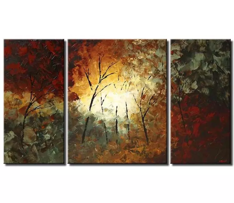 forest painting - modern abstract landscape forest painting on canvas original textured trees painting earth tone colors nature art