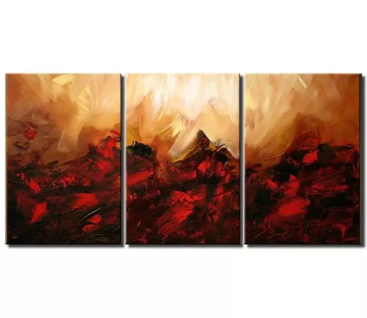 abstract painting - big modern abstract art in red beige colors contemporary original landscape art simple painting