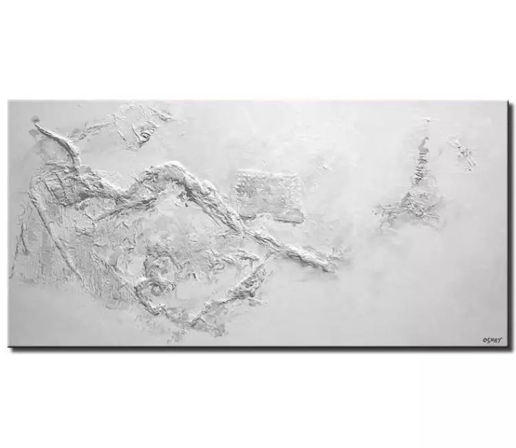 abstract painting - white abstract painting on canvas textured minimalist wall art for living room bedroom art