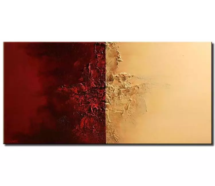 abstract painting - red beige textured abstract painting on canvas burgundy modern wall art for living room