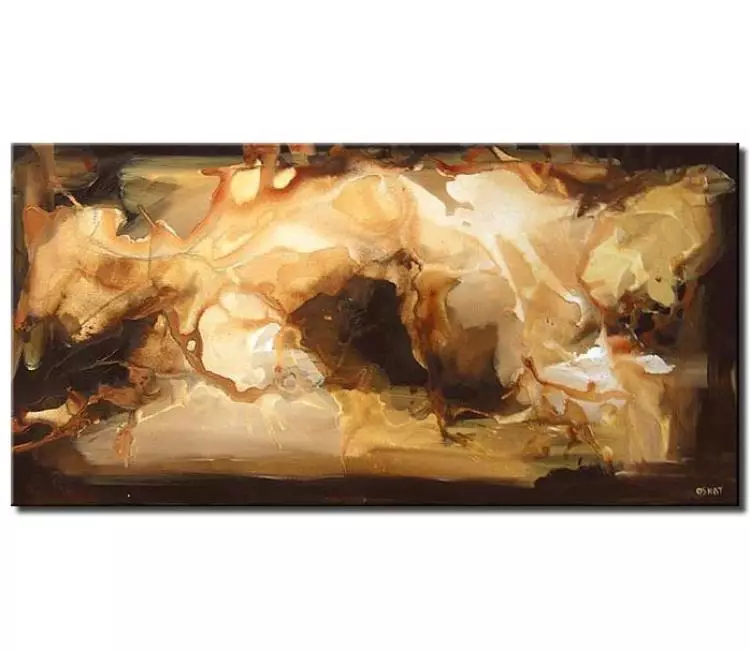 fluid painting - contemporary abstract art for living room office bedroom brown modern abstract paintings for home decor
