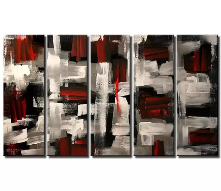 abstract painting - original red white black grey big abstract painting on large canvas art modern wall art