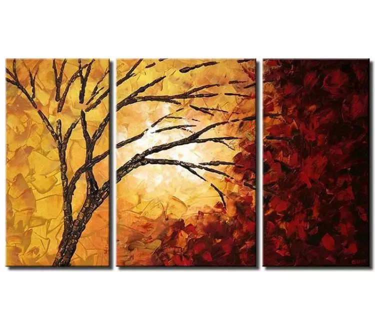 landscape paintings - modern tree painting on canvas textured palette knife forest painting large landscape art for living room