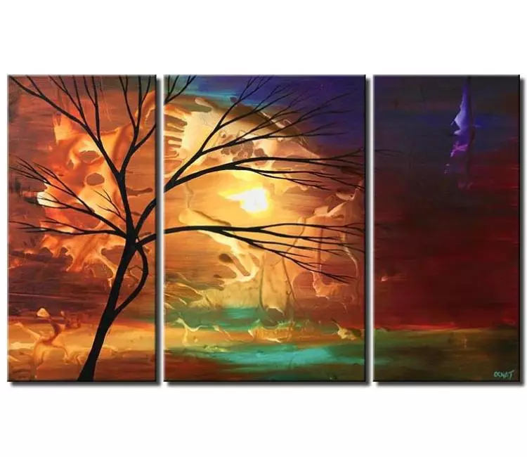 landscape paintings - colorful abstract landscape painting on canvas big canvas art modern tree wall art