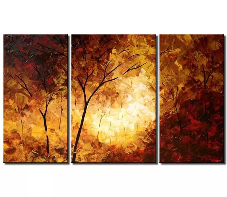 landscape paintings - big modern palette knife forest painting on canvas textured fall tree painting contemporary abstract landscape painting