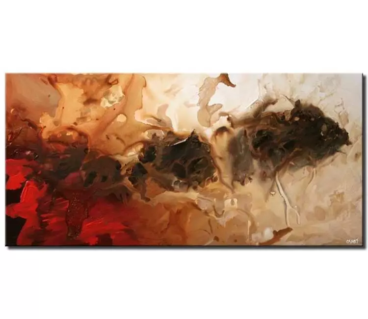 original neutral abstract painting in red and beige colors contemporary ...