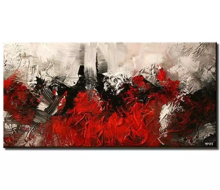 abstract painting - original red black white abstract painting on canvas textured minimalist painting modern living room wall art