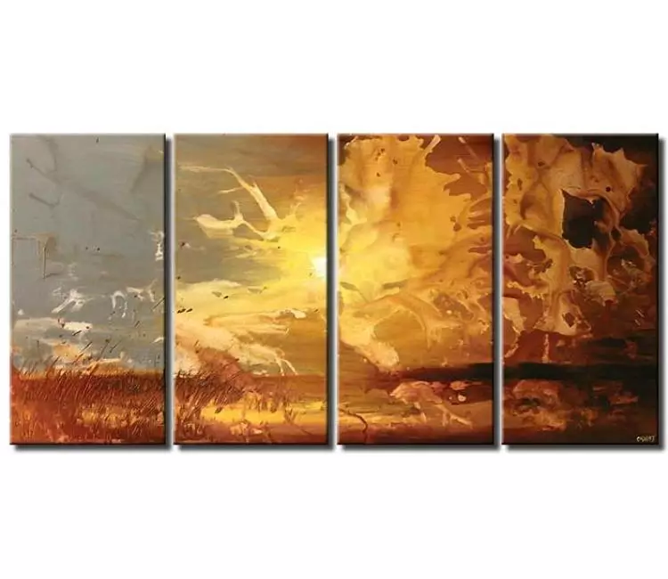 landscape paintings - big modern abstract landscape painting on canvas large grey yellow wall art