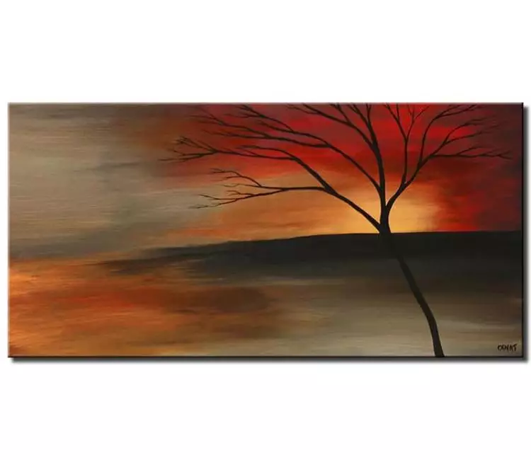 landscape paintings - tree painting on canvas modern minimalist abstract landscape art simple painting