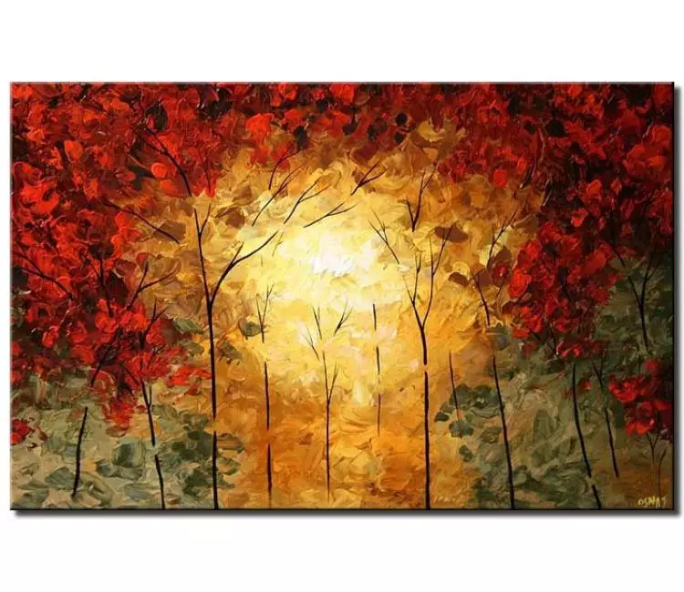 landscape paintings - Fall tree painting textured landscape forest painting on canvas modern palette knife art