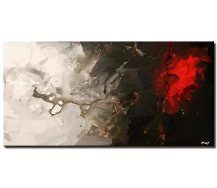 abstract painting - red black white abstract painting on canvas original modern minimalist wall art