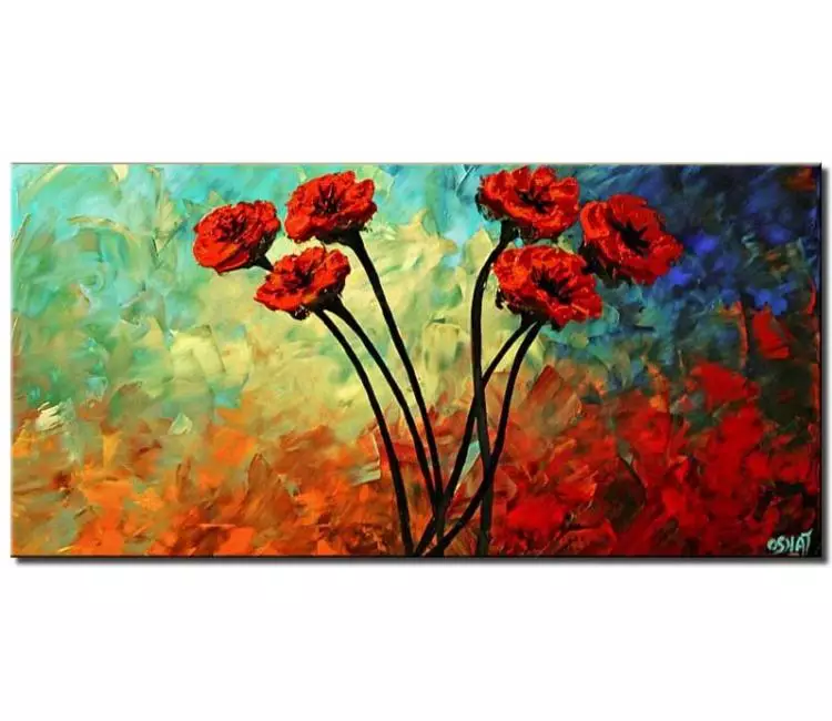 floral painting - colorful flowers painting on canvas textured abstract floral art modern living room wall art
