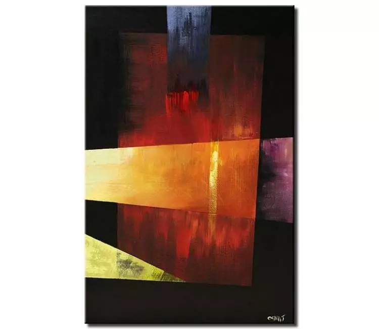 geometric painting - geometric abstract painting on vertical canvas art modern wall art