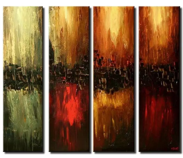 abstract painting - multi panel abstract painting for living room modern wall art in earth tone colors