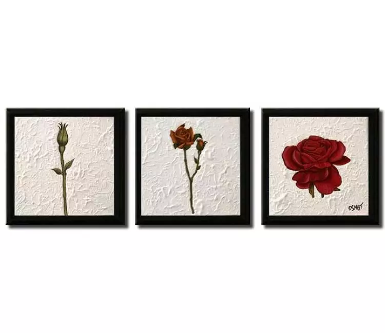 floral painting - flowers painting on canvas multi panel botanical art modern minimalist red white floral painting