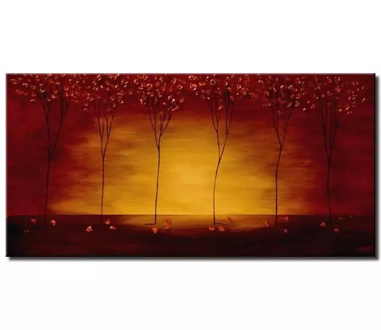 landscape paintings - red trees abstract painting on canvas modern minimalist art