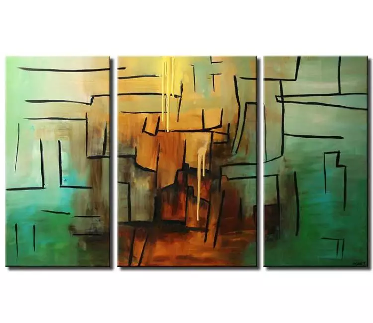 abstract painting - abstract painting on canvas big modern turquoise multi panel wall art