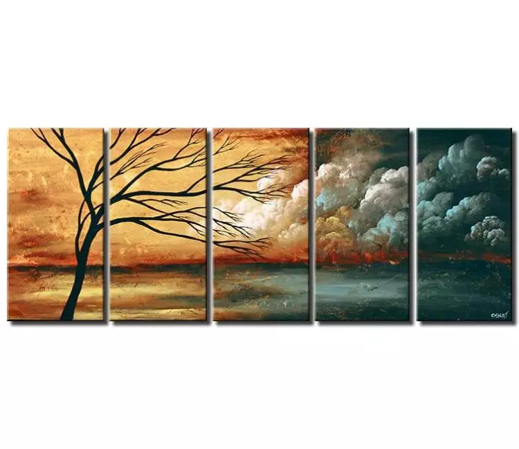 landscape paintings - big abstract landscape painting on canvas large modern tree painting in neutral colors