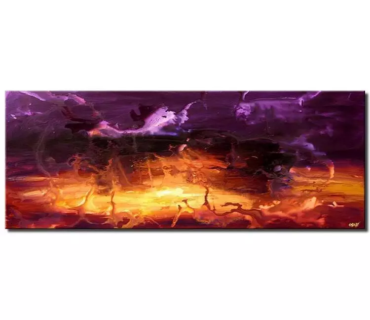abstract painting - purple yellow abstract painting on canvas big modern art