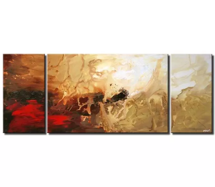 abstract painting - big minimalist beige red white modern abstract painting on canvas multi panel neutral wall art