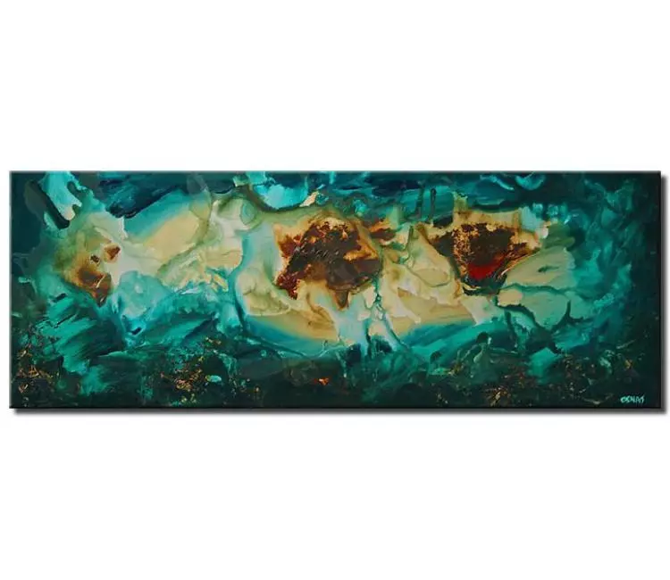 abstract painting - teal turquoise abstract art on canvas modern big living room wall art