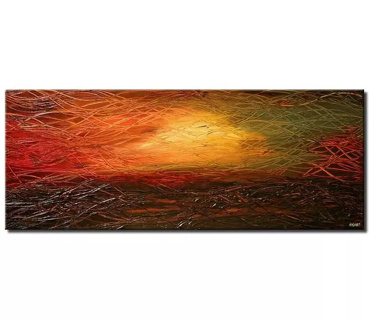 landscape paintings - large modern abstract sunrise painting on canvas textured art