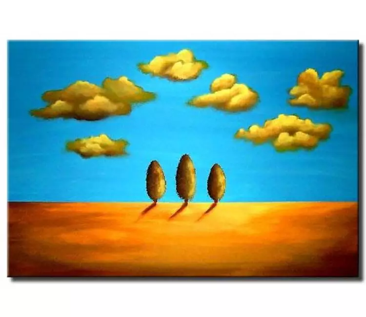 forest painting - naive blue sky painting
