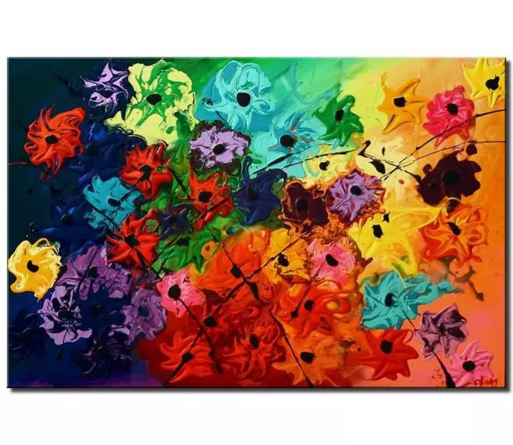 floral painting - colorful abstract flowers painting on canvas original textured floral painting modern beautiful art