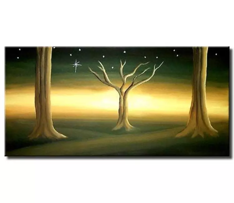landscape paintings - trees guarding young tree