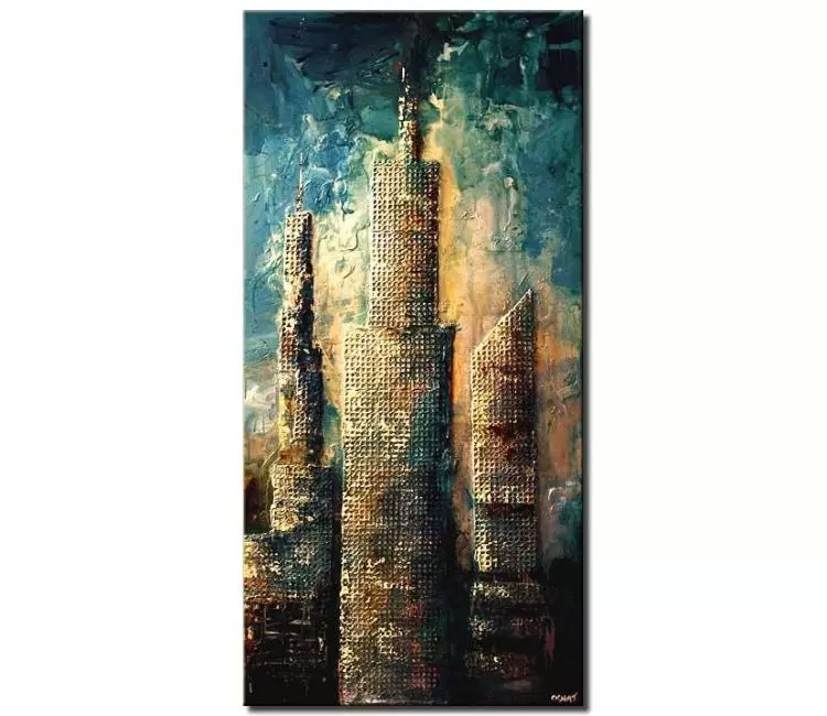 cityscape painting - big NY city painting on canvas modern vertical large abstract city painting minimalist art