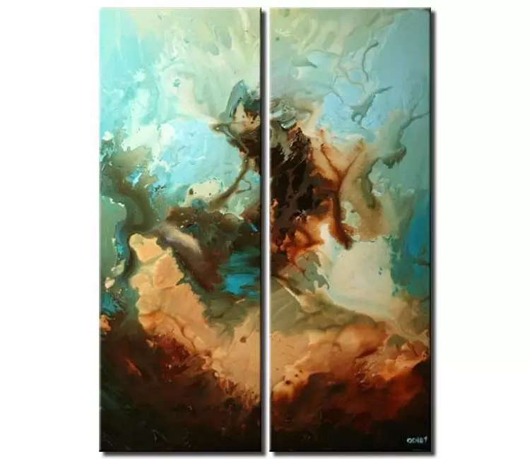 fluid painting - vertical big light blue beautiful abstract abstract painting on large canvas art modern living room wall art