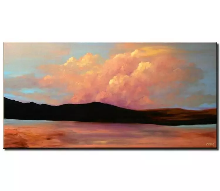 landscape paintings - abstract skyscape painting on canvas original modern clouds and landscape painting