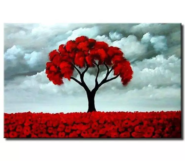 forest painting - poppy field painting