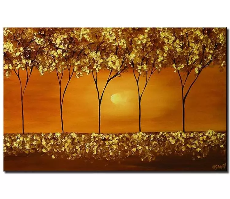forest painting - gold trees painting on canvas original minimalist abstract trees art for living room