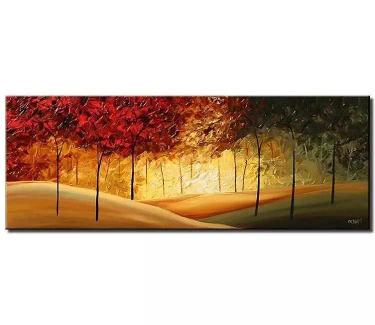 forest painting - enchanted forest art on canvas original textured autumn trees painting modern palette knife art for living room