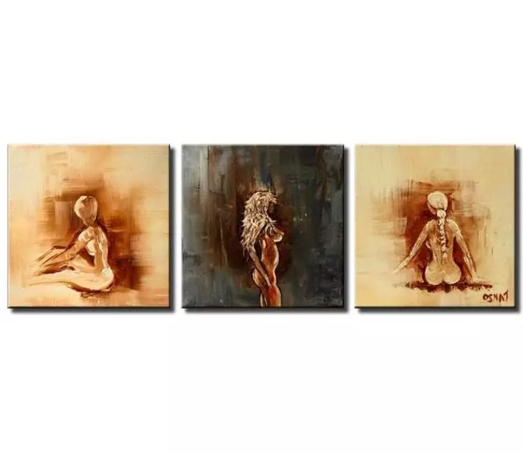 figure painting - abstract nude painting on canvas modern small multi panel minimalist art