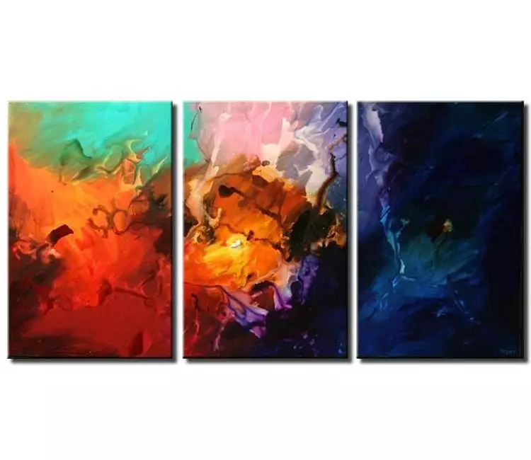abstract painting - big colorful multi panel abstract painting on canvas large wall art modern art for living room