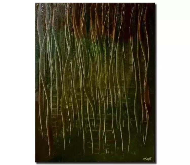 abstract painting - dark green abstract painting on canvas original modern simple painting