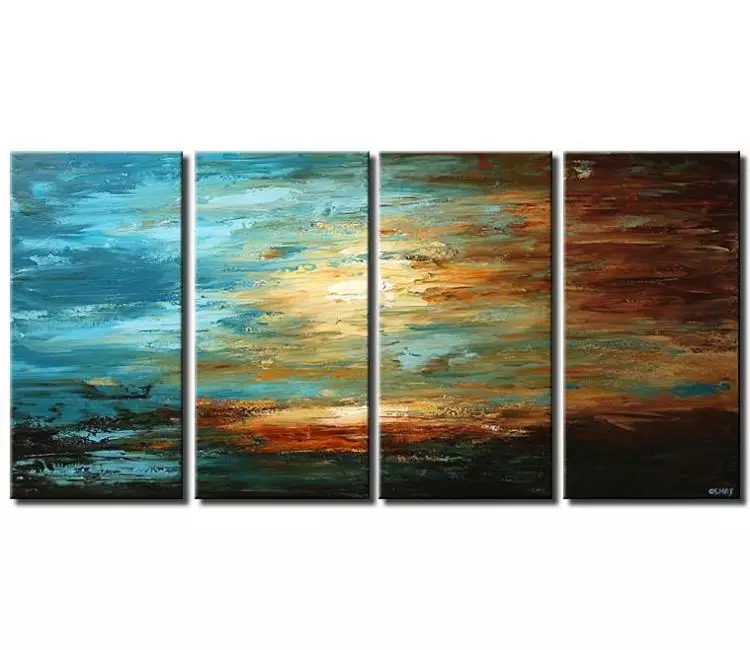 landscape paintings - big blue wall art for living room large canvas calm abstract landscape seascape painting modern palette knife for living room