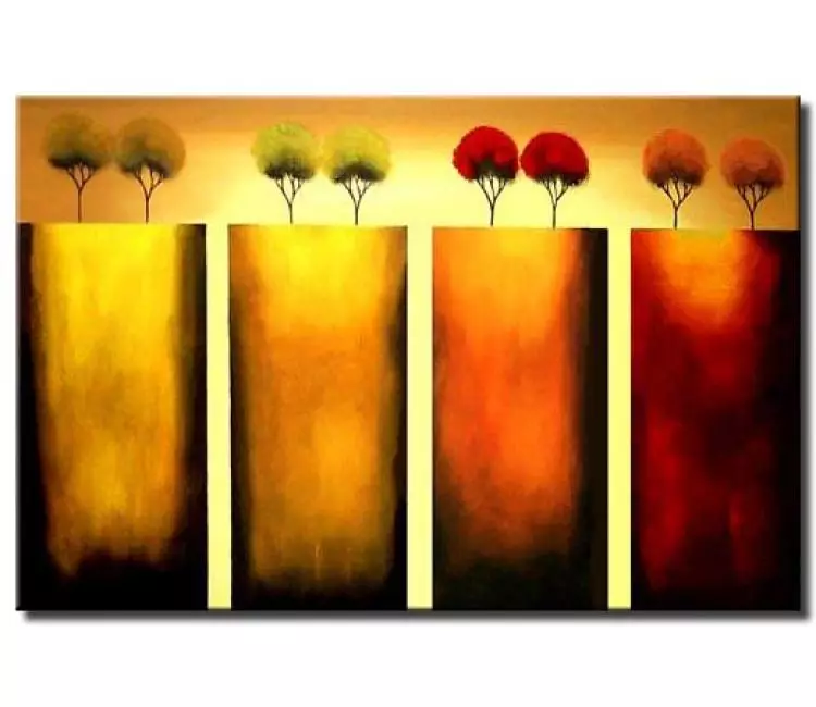 forest painting - abstract trees on cliffs painting