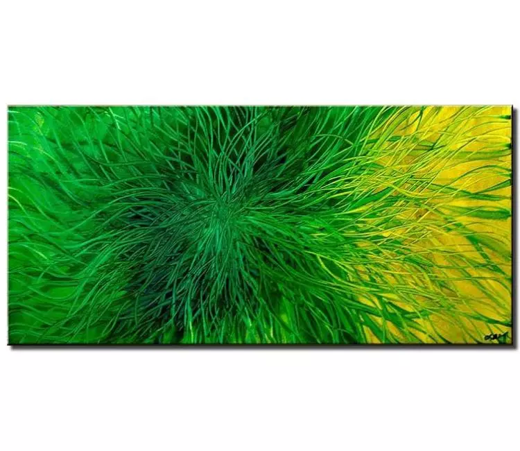 abstract painting - green yellow abstract art on canvas original modern art