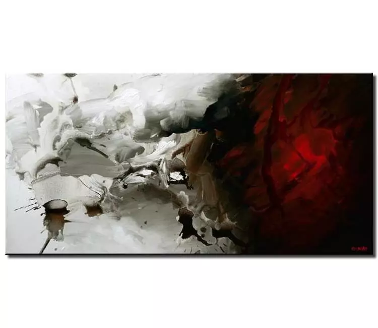abstract painting - beautiful minimalist abstract painting on canvas red white black original modern art for living room and office